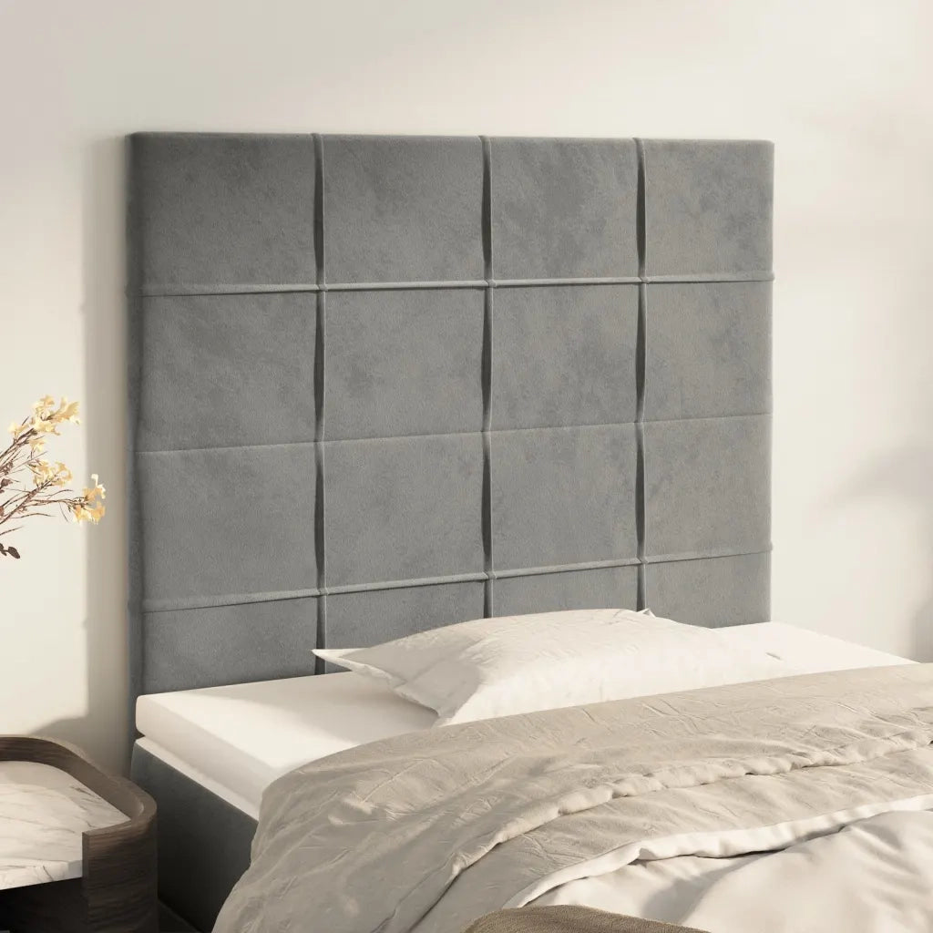 Testiera-Testata Decorativa Grigio Chiaro 80x5x118/128 cm Velluto 710579