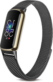 Cinturino magnetico in acciaio inossidabile per Fitbit Luxe, nero, sostitutivo con design metallico