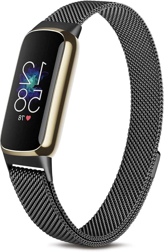 Cinturino magnetico in acciaio inossidabile per Fitbit Luxe, nero, sostitutivo con design metallico