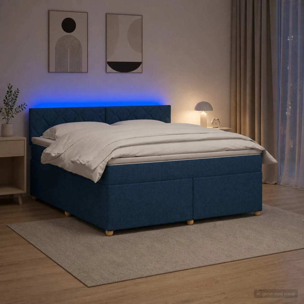 Letto box spring con materasso Blu 140 x 190 cm Tessuto 3452428
