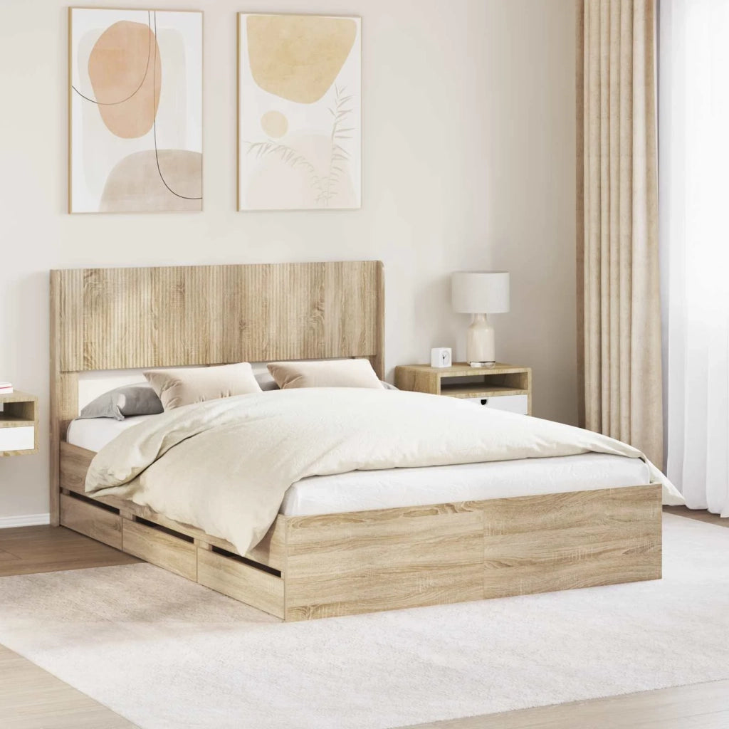 Struttura del letto con stoccaggio e testata Rovere Sonoma 3414295