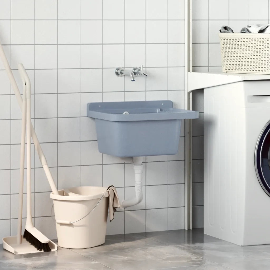 Lavabo a Parete-Lavandino-Lavello Grigio 50x35x24 cm in Resina