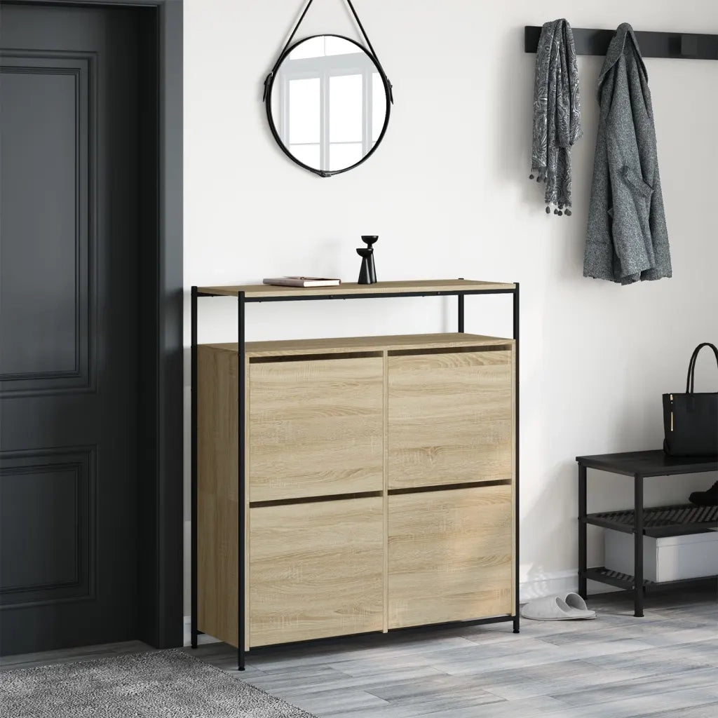 Scarpiera | Mobile per scarpe 4 Cassetti Ribaltabili Rovere Sonoma 100x34x112 cm