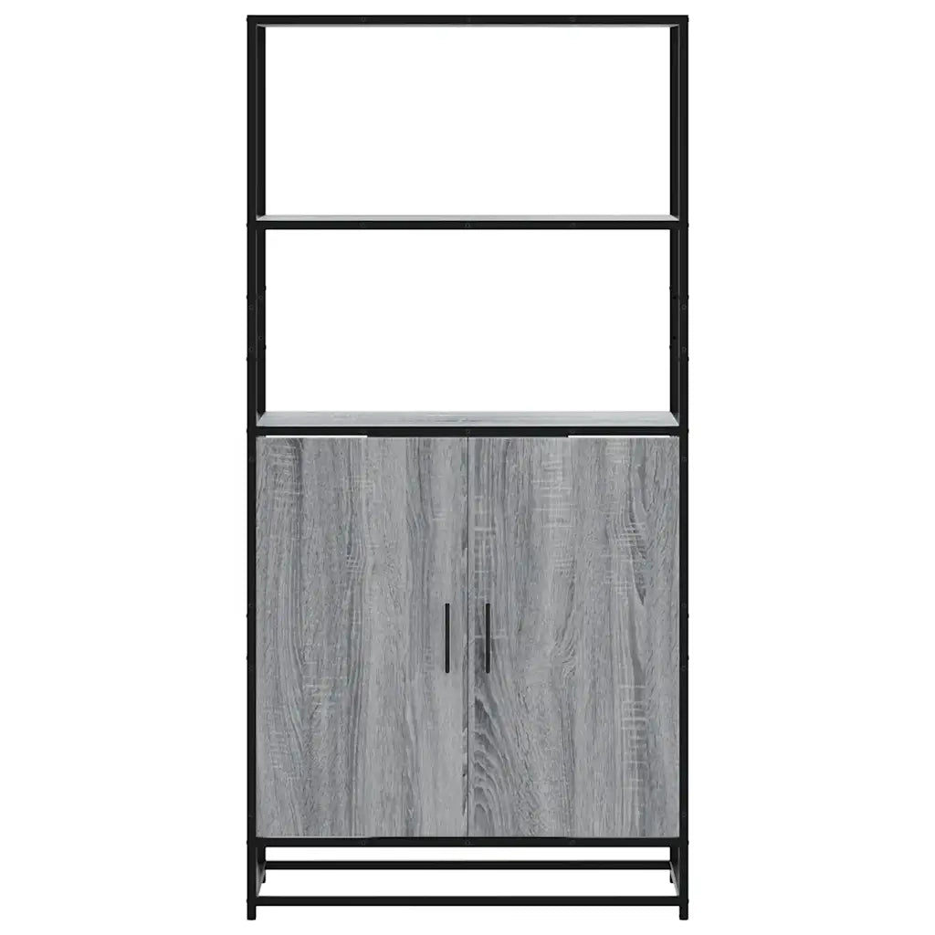Credenza Grigio Sonoma 68x35x139 cm Legno Multistrato Metallo