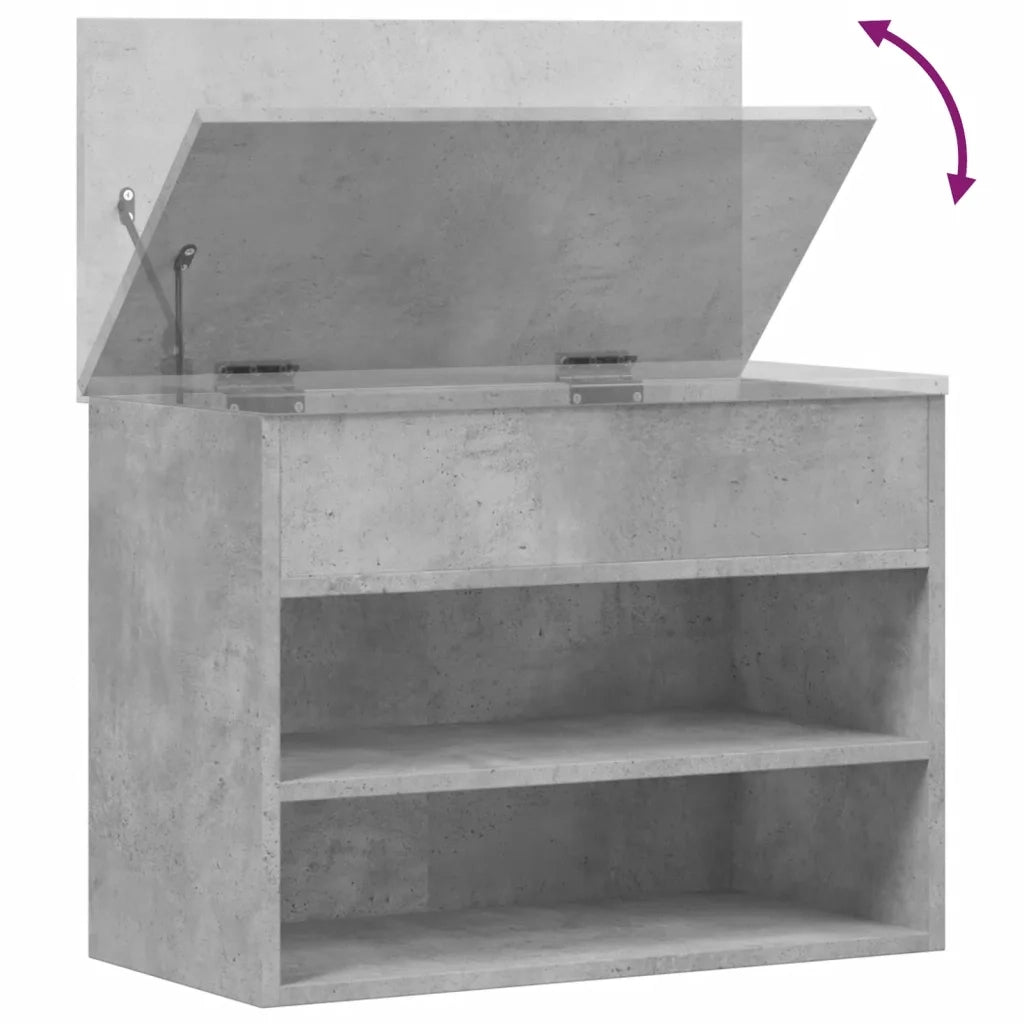 Panca Portascarpe-Sgabello-Panca Scarpiera Grigio Cemento 60x30x45 cm in Truciolato