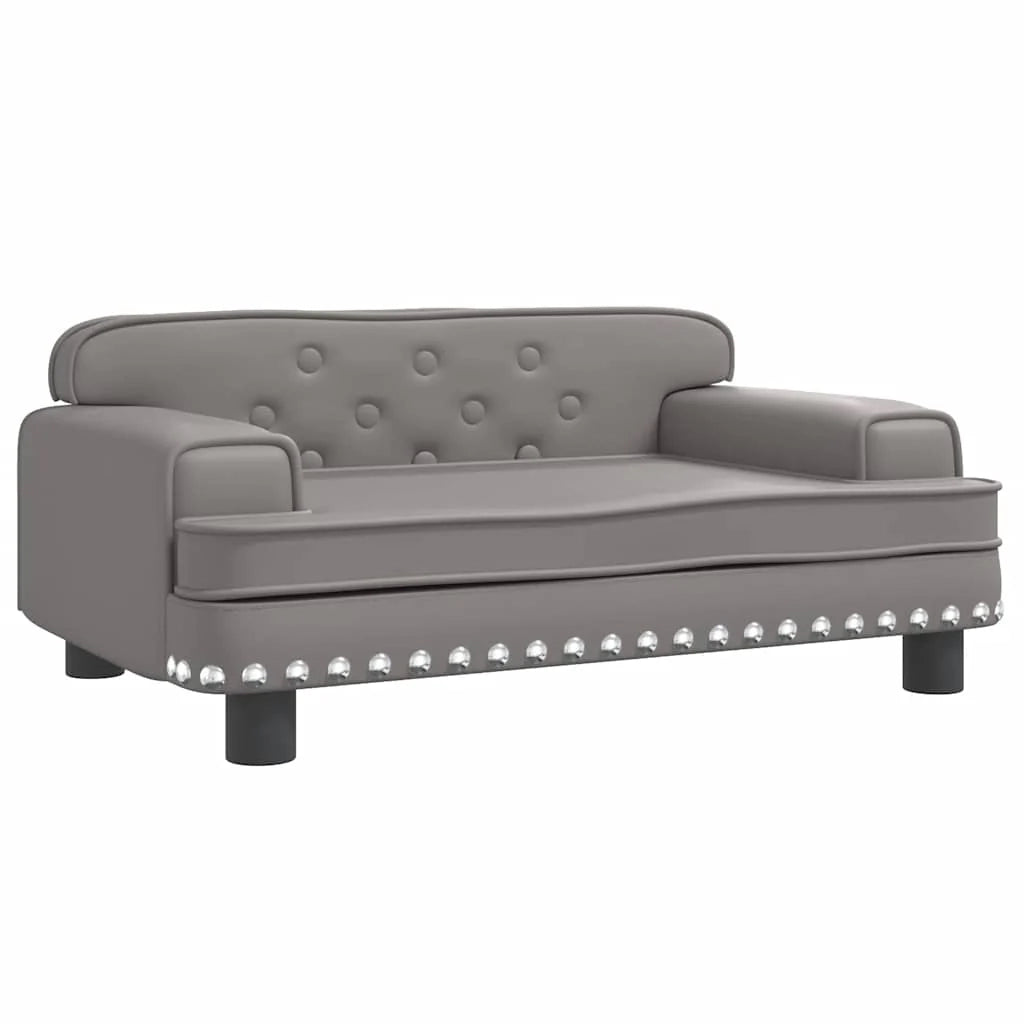 Cuccia per cani a forma di cesto comoda 70 x 45 x 30 cm in similpelle grigia 02_0042824