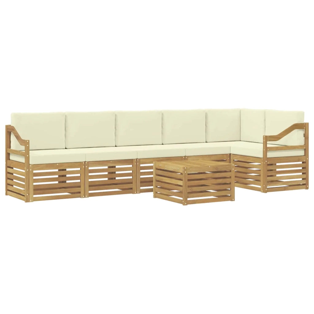 Set divano sezionale con cuscino 7 pcs Bianco e Crema