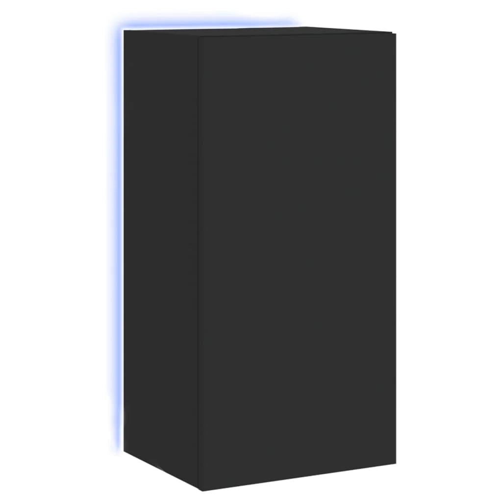 Mobile TV multimediale mensola TV credenza mobile TV parete attrezzata per sala da pranzo soggiorno camera da letto con luci LED 40,5 x 35 x 80 cm nero 02_0027888