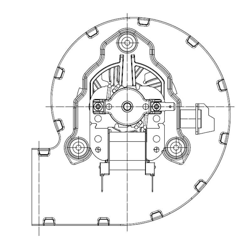 Ventilatore centrifugo EBM RLA108/4200A82-3030LH per Stufa a Pellet. motore dx Lungo 162,5mm Bocchetta: 62x63 mm