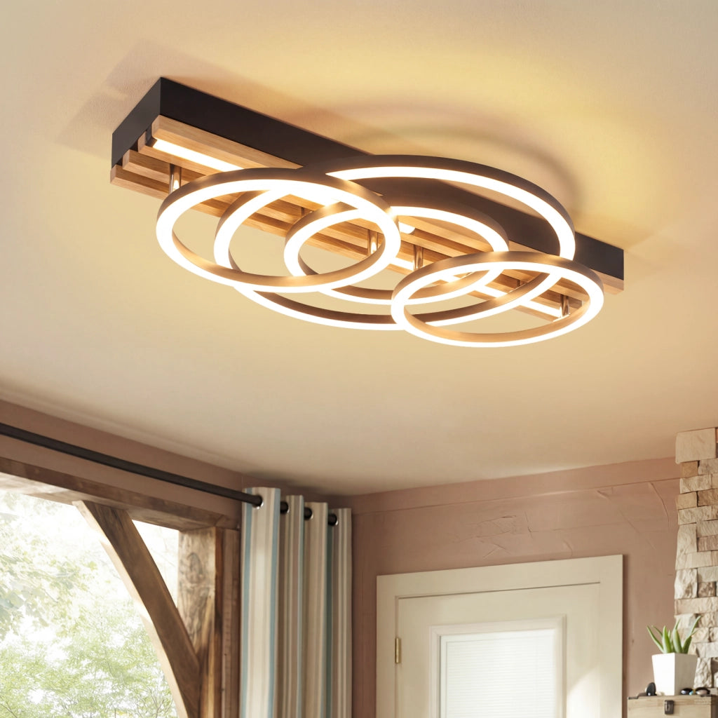ZMH Plafoniera LED ad anello geometrico moderno 50cm dimmerabile 60W con telecomando per soggiorno e sala da pranzo