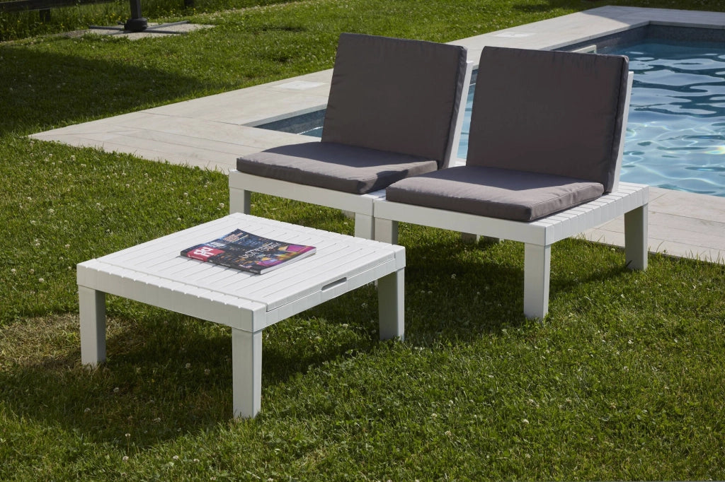 Salottino Outdoor Aixela, set Salotto da Esterno 2 Posti Made in Italy, Bianco