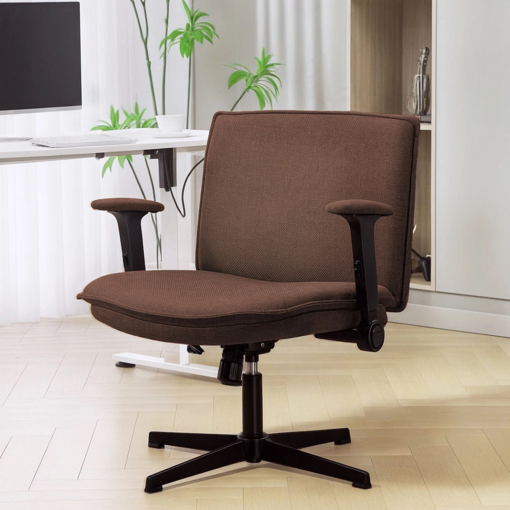 Sedia da Ufficio con Braccioli e Schienale ¨C Zephmum ¨C Marrone 45x45x80 cm