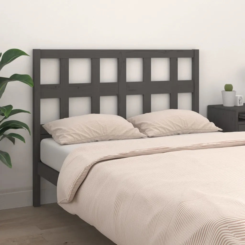 Testiera per Letto Grigia 125,5x4x100 cm Legno Massello di Pino 818912
