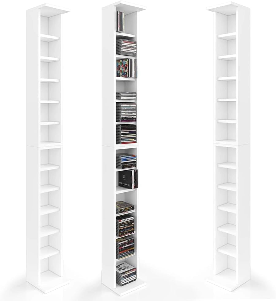 Scaffale porta cd, Bianco, 21 x 91.8 cm Set grande da 2