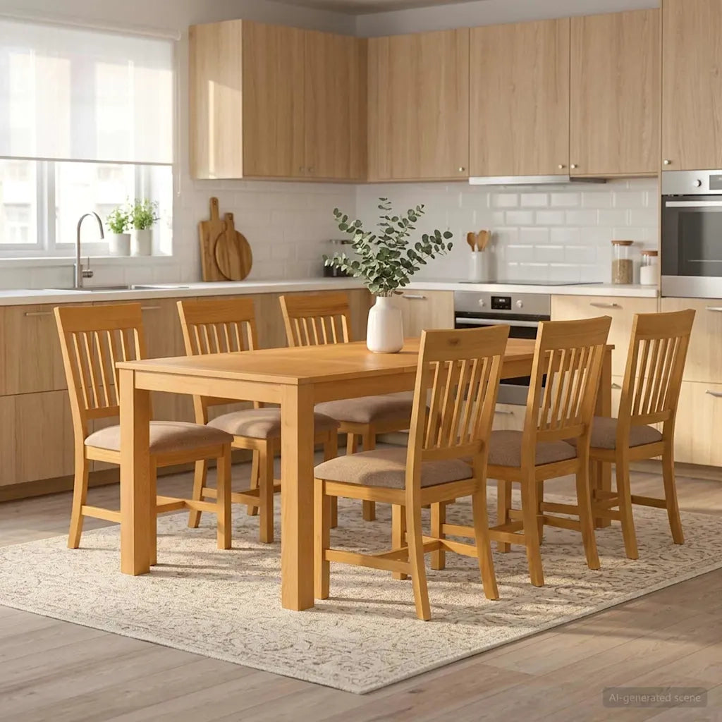 Set da pranzo 7 pz Grigio Legno di Quercia Massello 3430386