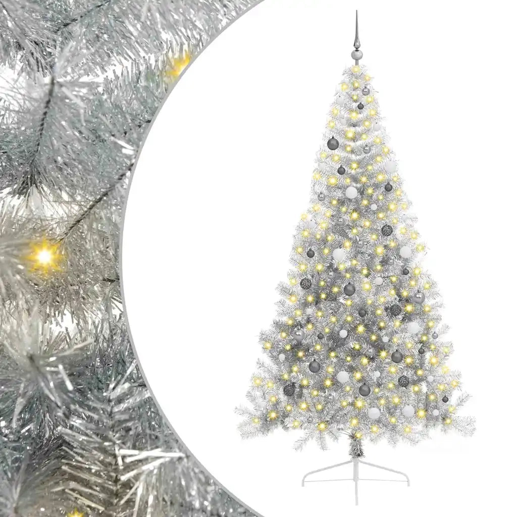 Albero di Natale artificiale con luci integrate Argento 240 cm 3397231