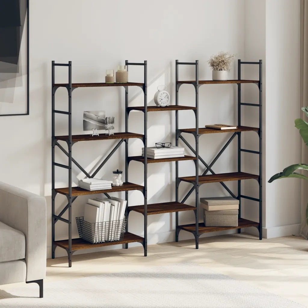 Libreria-Scaffale per Libri-Mobile di Stoccaggio Rovere Marrone 160x28,5x136,5 cm in Legno Multistrato