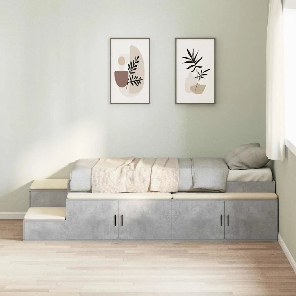 Struttura letto con contenitore Grigio cemento 80 cm 3335576