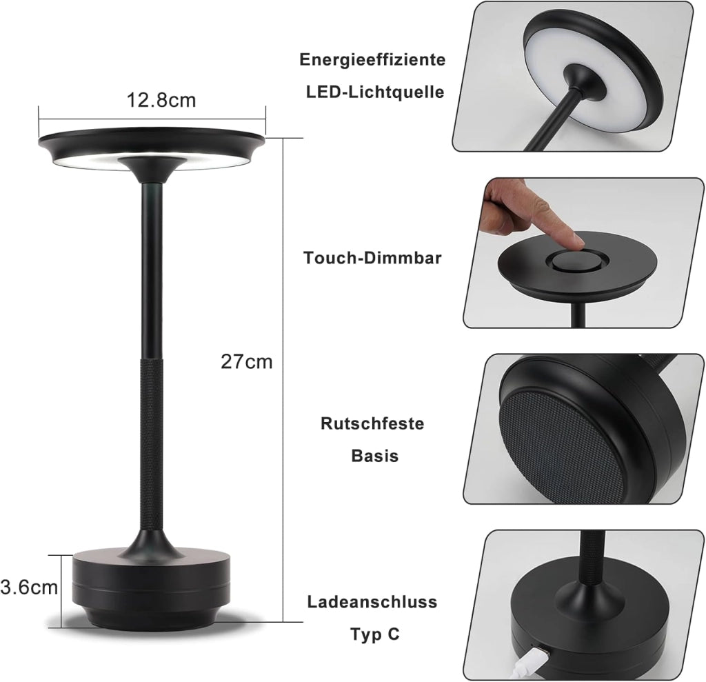 ZMH Lampada da tavolo LED wireless touch dimmerabile davanzale per soggiorno comodino