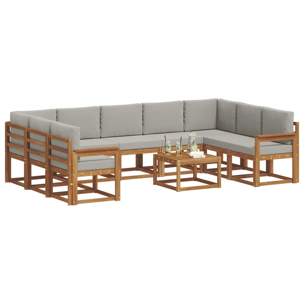 Set di divani da esterno 10 pcs Grigio Naturale e Chiaro 3367009
