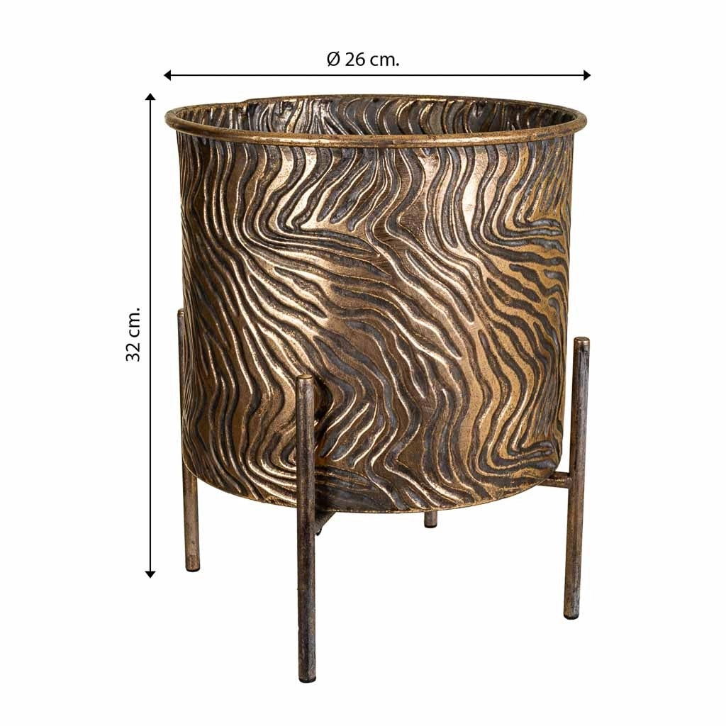 Fioriera in metallo dorato 26x26x32h