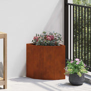 Vaso d'angolo-Fioriera-Contenitore per Piante Ruggine 30 x 30 x 35 cm acciaio corten