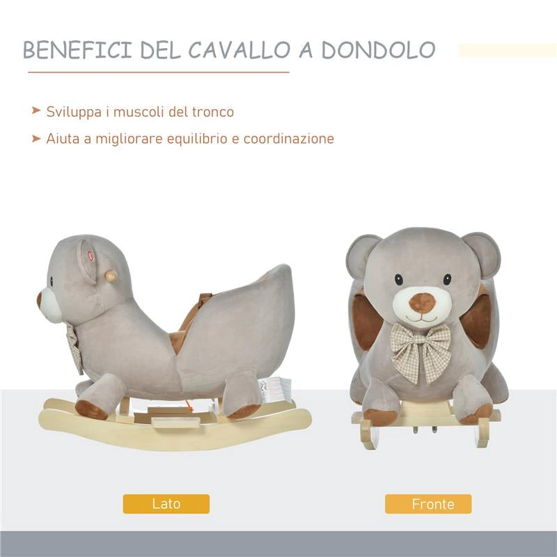 DONDOLO A FORMA DI ORSO PER BAMBINI 18-36 MESI - GRIGIO