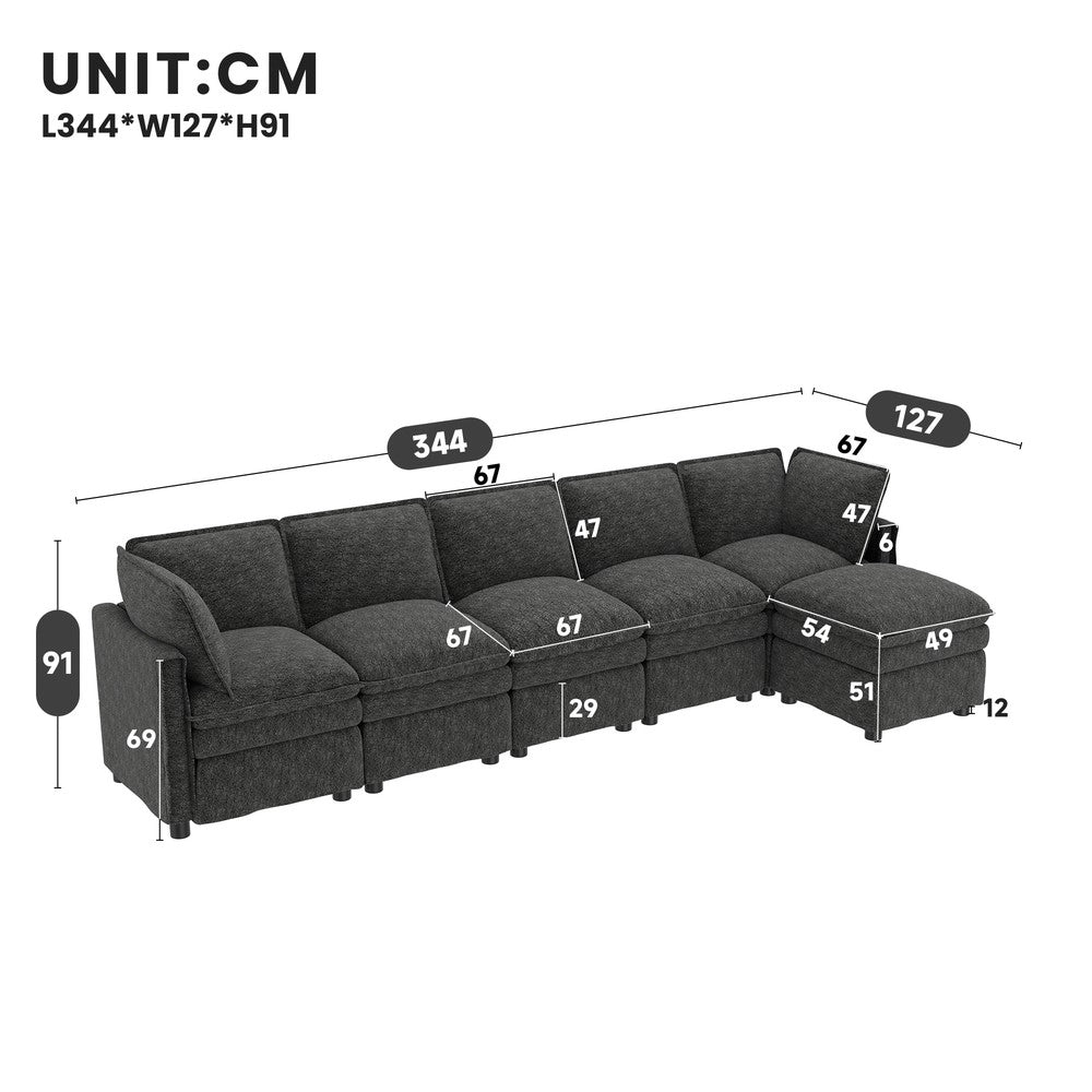 Divano letto estraibile ¨C Minimal ¨C grigio tessuto chenille