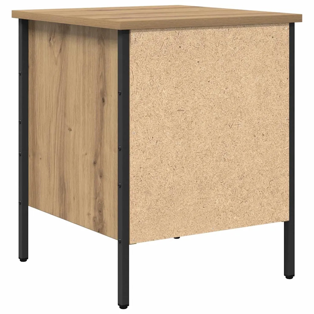 Comodino con cassetto-Tavolino da notte rovere artigianale 40 x 42 x 50 cm