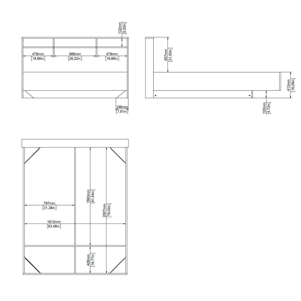 Letto matrimoniale Rose, Sommier per camera da letto, Giroletto per stanza, Struttura porta materasso, 216x170 h1 cm, Rovere e Bianco
