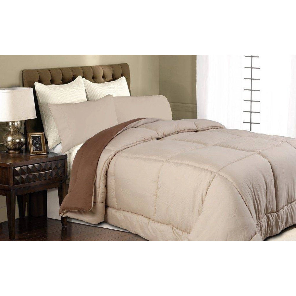 Trade Shop - Trapunta Doubleface Matrimoniale 1 Piazza E 1/2 Mezza Beige Marrone Anallergico -