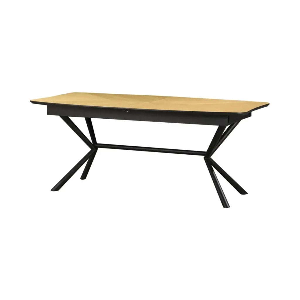 Tavolo da pranzo GRANI – Impiallacciatura di rovere chiaro e metallo – 180-270 cm – Estensibile