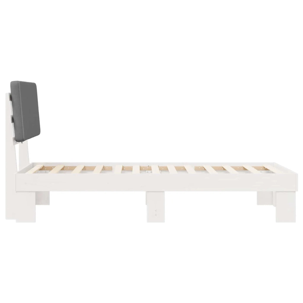 Letto con Testiera Rivestita Grigio chiaro 90 x 190 cm 877388