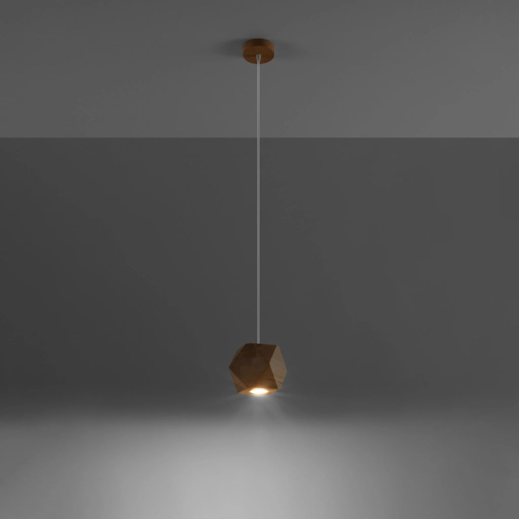 Lampada da soffitto Woody Peach Puff a 1 luce in legno naturale con LED geometrico
