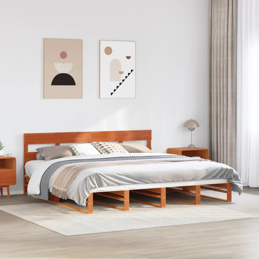 Letto senza Materasso-Struttura Letto Marrone Cera 180x200 cm in Legno di Pino 230557