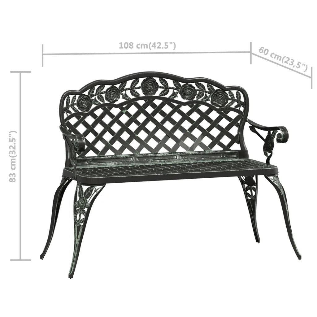 Panchina da Giardino 108 cm in Alluminio Pressofuso Verde