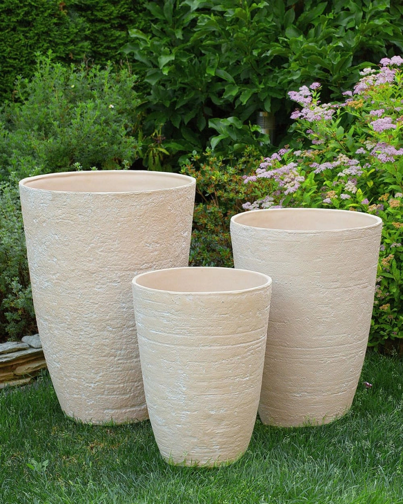 Vaso per piante in pietra di colore beige 35 x 35 x 50 cm per interni ed esterni terrazzo