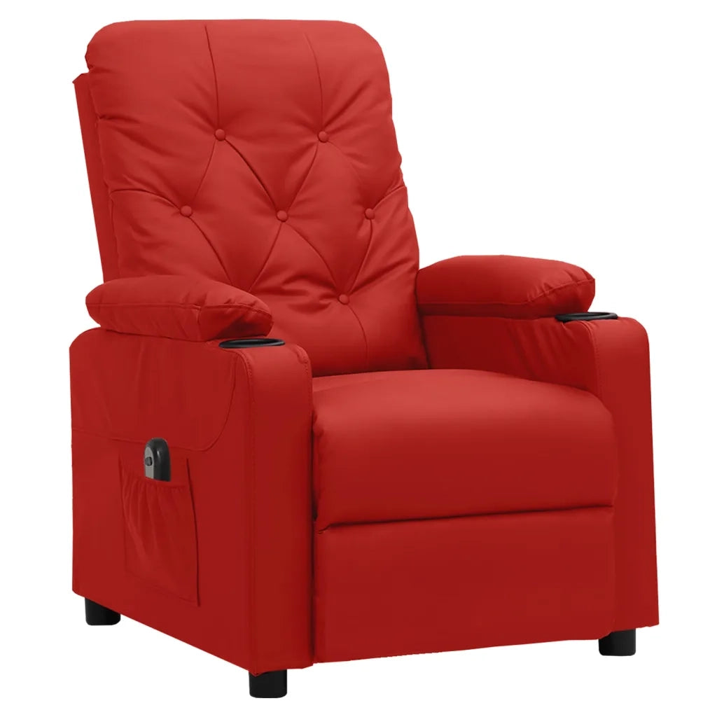 Poltrona Reclinabile Elettrica Rosso Vino in Similpelle