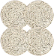 Placemats rotondi tessuti a mano naturali placemats 12 pollici placemat con presa antiscivolo placemats rustici termoresistenti per tavolo da pranzo (lotto da 4)