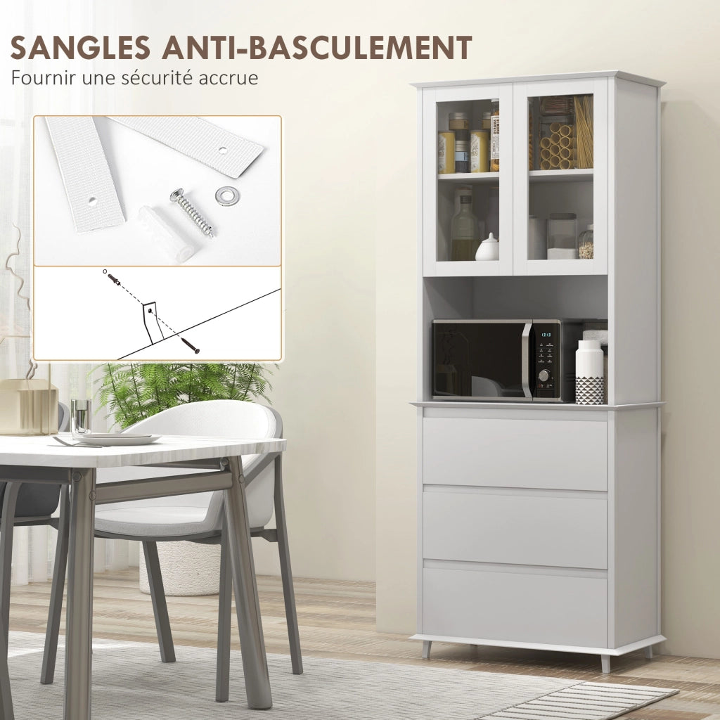 Armadio per cucina con 2 ante 3 cassetti e nicchia centrale ¨C zephmum ¨C bianco 68x38x172 cm