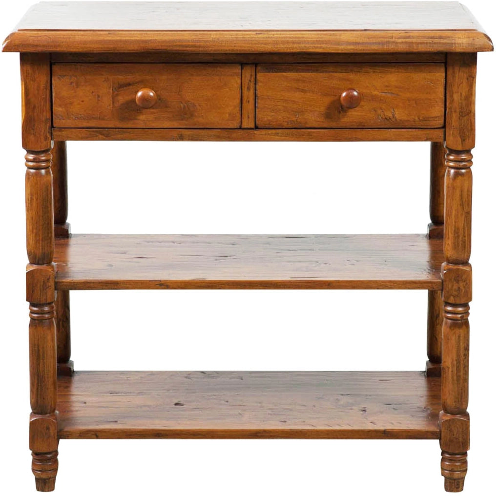 Biscottini Tavolino Country in legno massello di tiglio finitura noce L80xPR38xH80 cm. Made in Italy