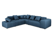 Cosmopolitan Design - Divano angolare modulare reversibile "Rome" 7 posti in tessuto strutturato blu scuro 