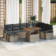Set Divano da Giardino 9 pcs Grigio polyrattan