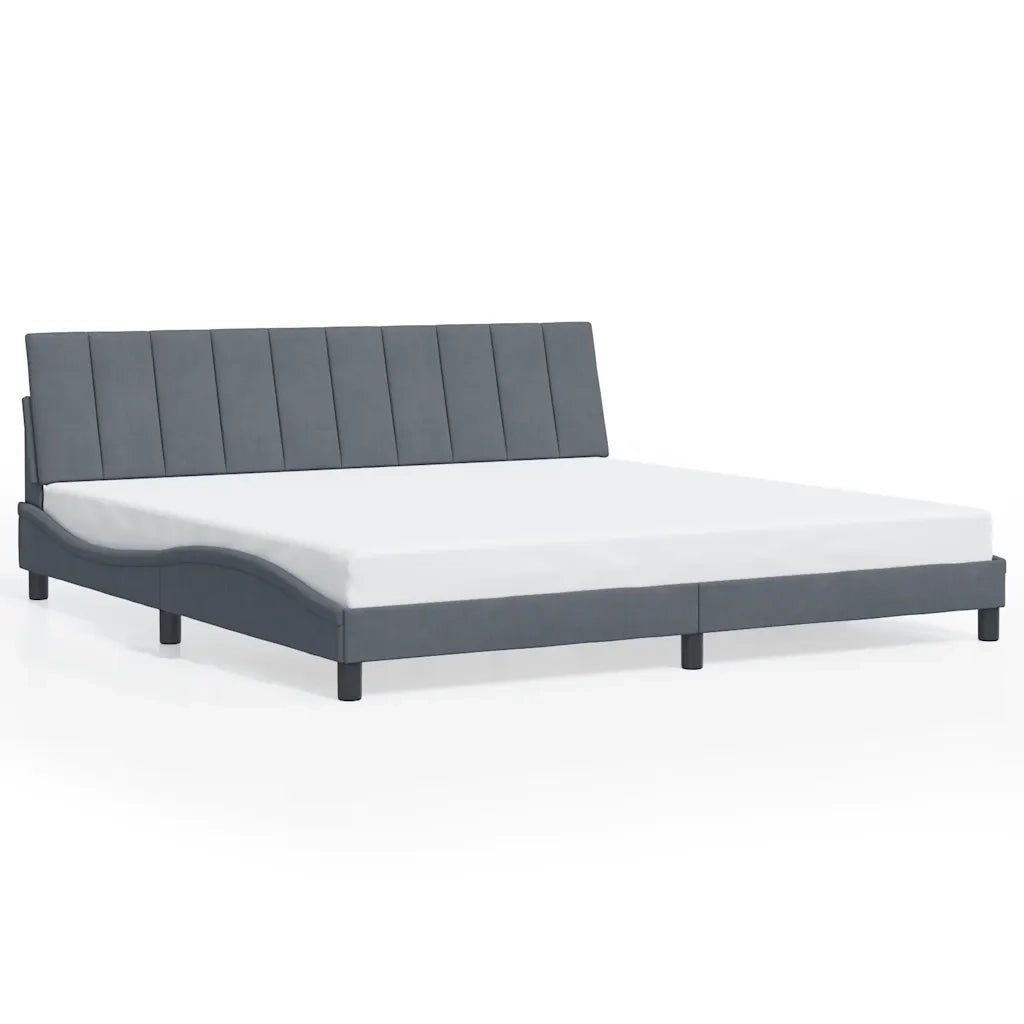 Giroletto con LED senza Materasso Hanko Grigio Scuro 200x200 cm in Velluto 3213800