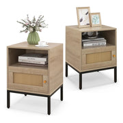 Set di 2 comodini 40 x 40 x 57 cm con ripiano aperto e moderna resistenza in MDF naturale 20_0009874