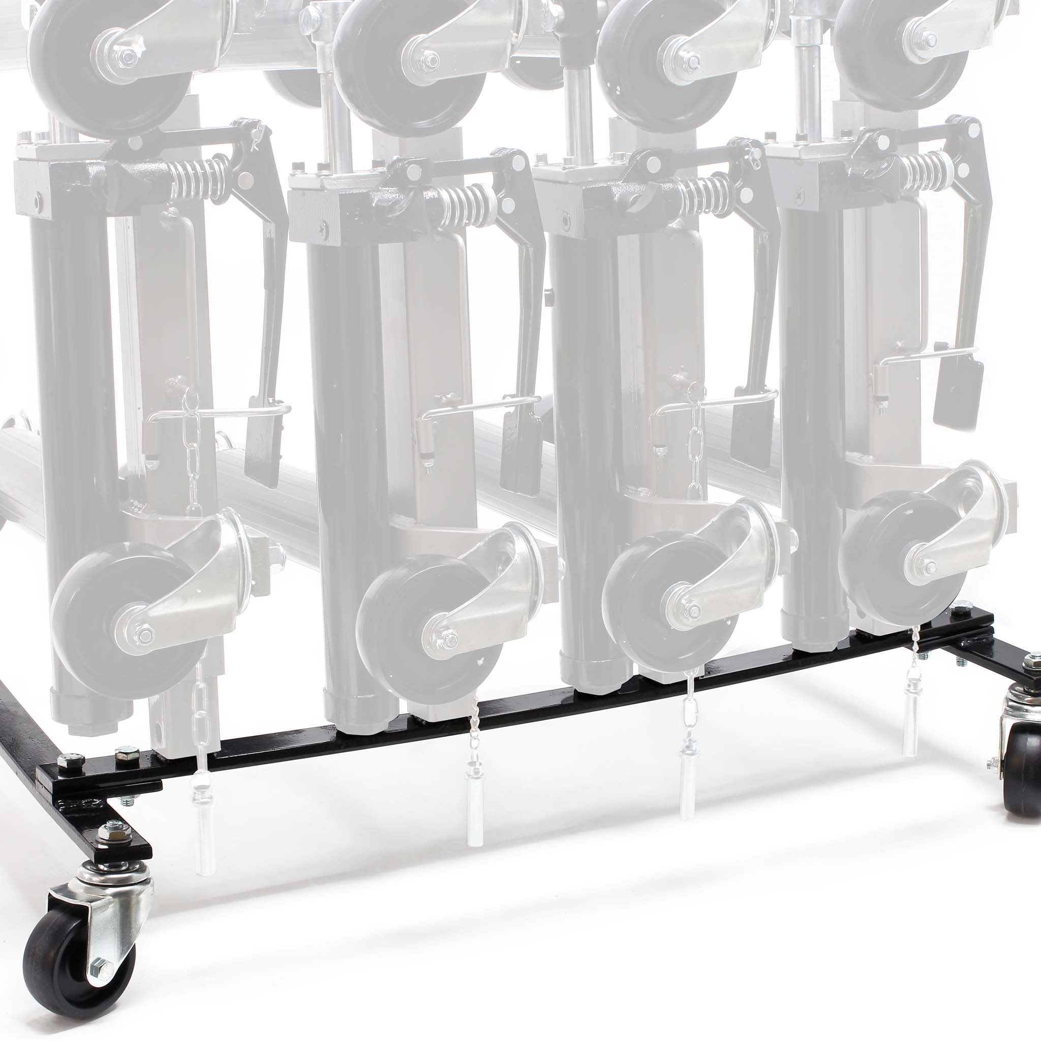 Supporto a rotelle per trasportare e riporre 4 carrelli sposta auto