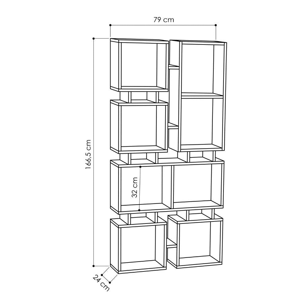 Libreria Moderna 79x166,5 cm in MDF Rail Bianco