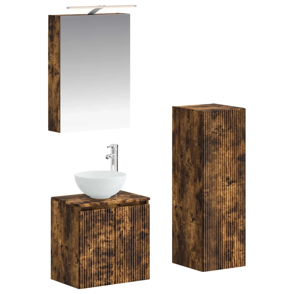 Set di mobili per il bagno 4 pcs Rovere Fumo 3407411
