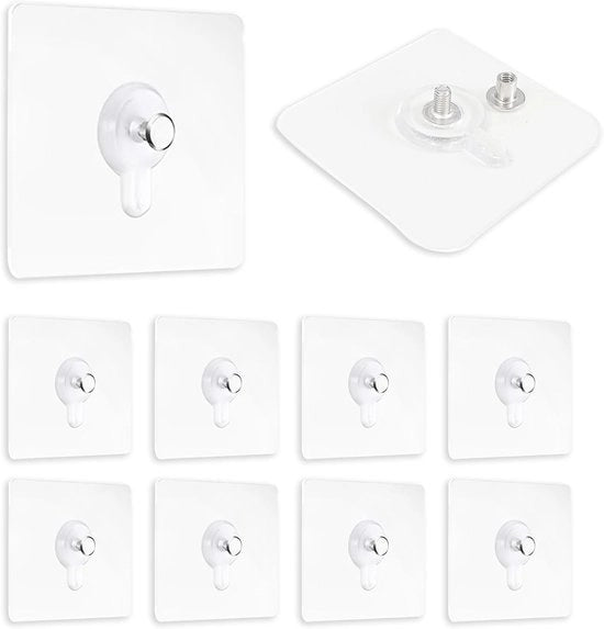 Haken Autoadesivi per Foto - Decorazione Murale - 10 Pezzi - Translucido