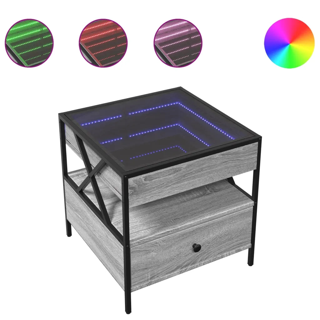 Tavolino da Salotto con LED Infinity Grigio Sonoma 50x50x51 cm 847715